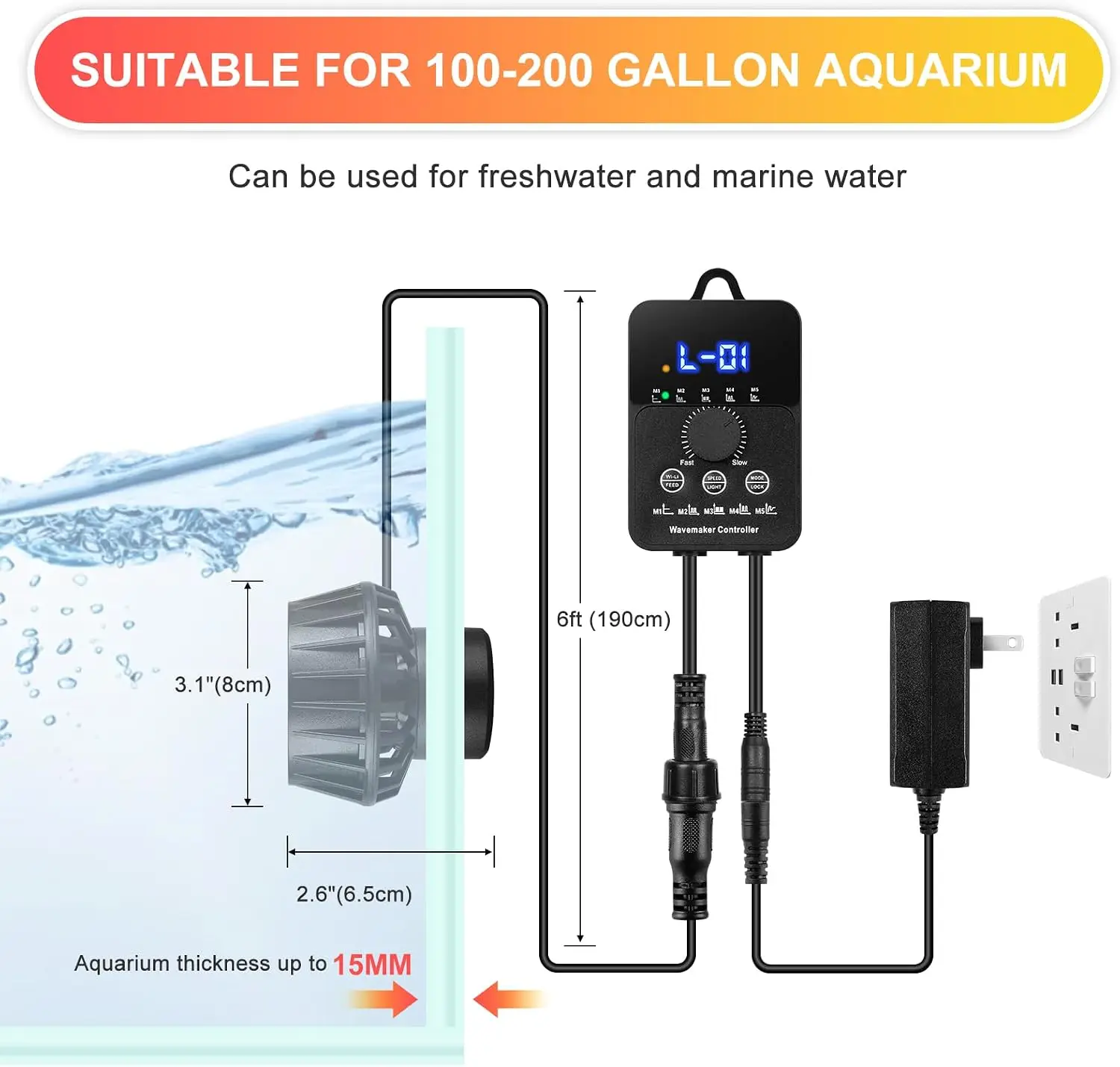3400GPH Aquarium Wave Maker DC - Powerhead Wave Maker recensie en prijs